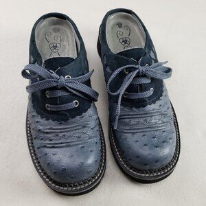Ariat Fatbaby Ostrich Leather Mule Womens 10 Blue Slip On Tie Clog Western Shoe